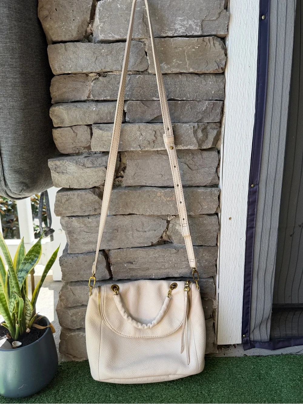HOBO Fern Cream Pebbled Leather Women’s Crossbody Bag